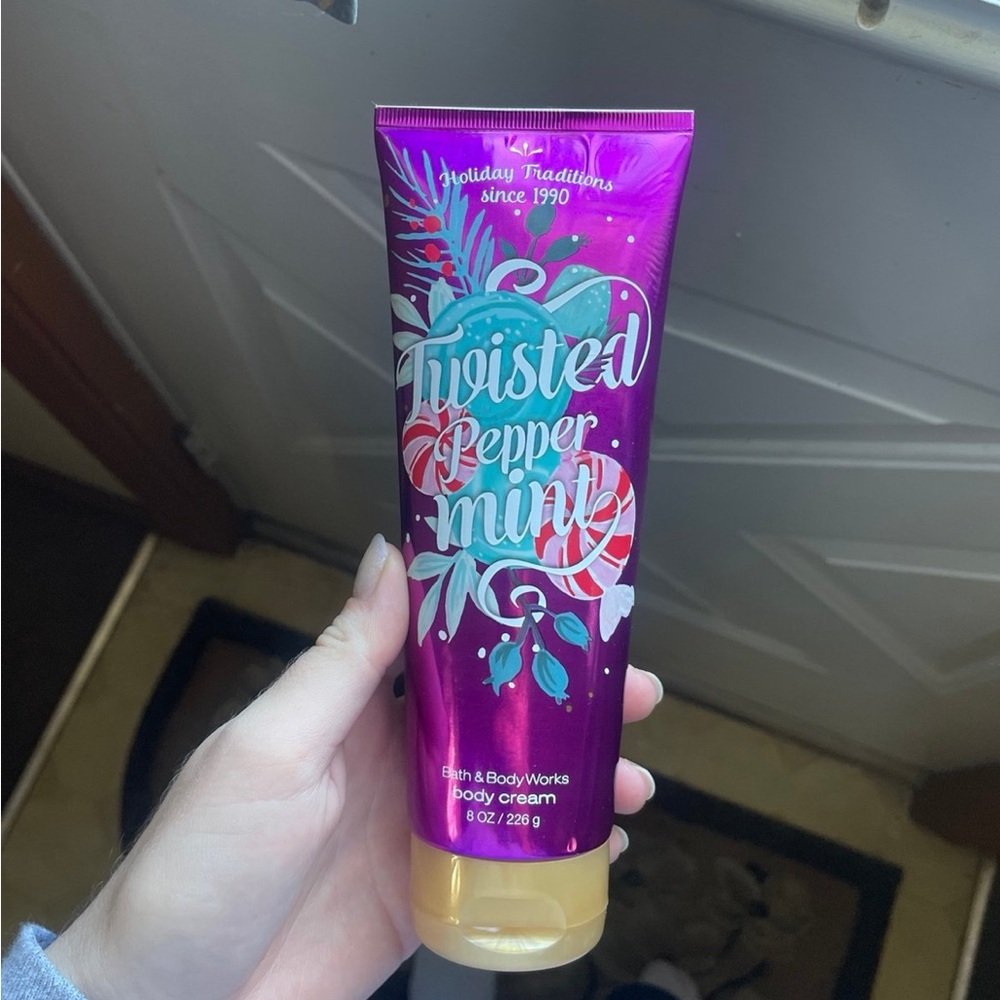 Bath & Body Works Twisted Peppermint Cream in Purple and Gold